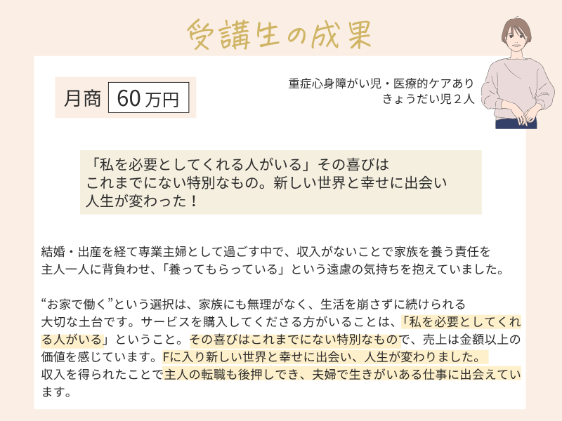 受講生の成果 月商60万円